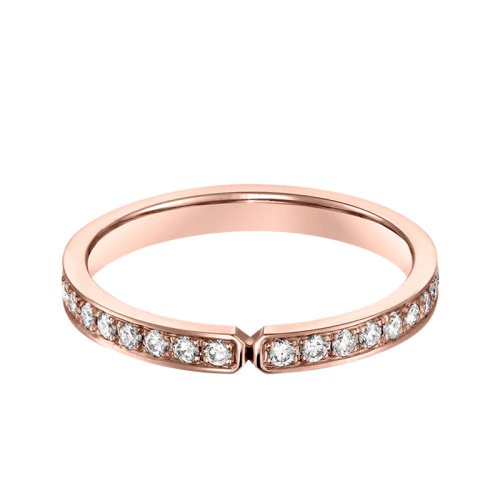 HERMES/爱马仕 经典Ever Kelly系列 小号镶嵌钻石18K金玫瑰金结婚戒指H119669B（新品首饰 ）