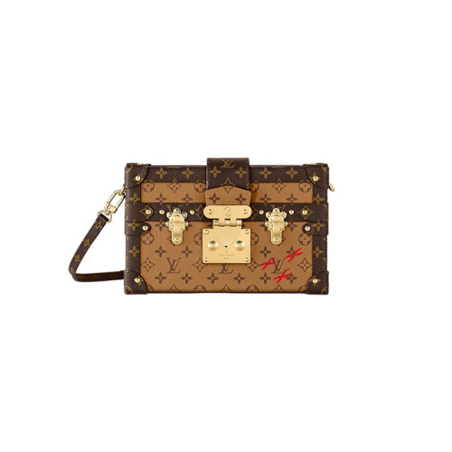 【新品包包】Louis Vuitton/路易威登 Petite Malle女士棕色老花交织字母帆布配皮金属锁扣单肩包 M45960